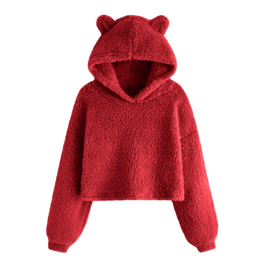 Damen Kuscheliger Fleece Hoodie mit Bärenohren EB