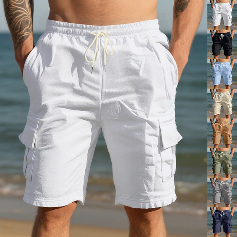 Herren nan Reise- und Outdoor-Bermuda mit elastischem Kordelbund, Sicherheits-Innentasche und aufgesetzten Klappentaschen EB
