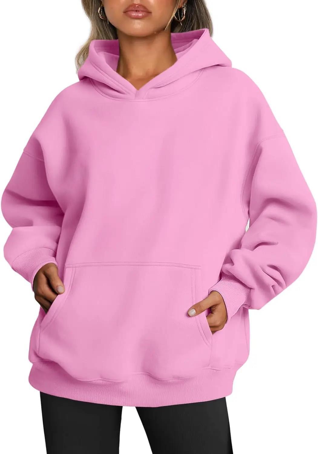 Damen nan oversized Kapuzenpullover mit verlängerter Silhouette und Kängurutasche EB