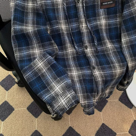 Damen Karo-Hemdjacke mit Kapuze EB