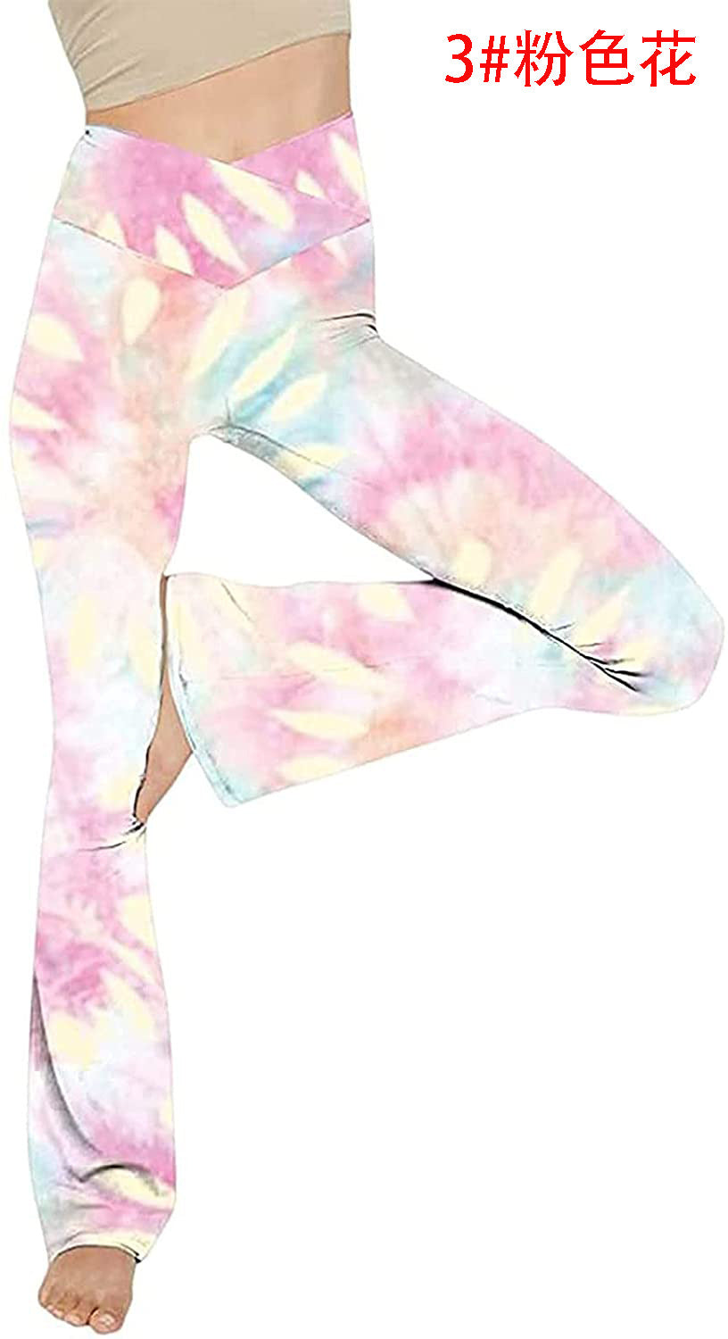 Damen nan taillenhohe Yogahose mit überkreuztem Bund und ausgestelltem Saum mit Schlitz EB
