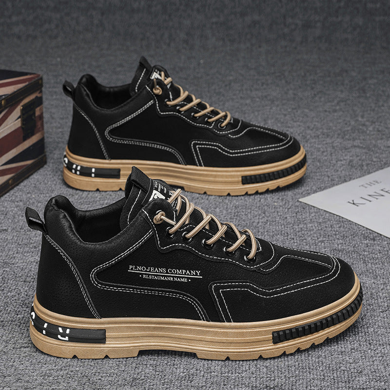 Herren Modische Leder Sneakers mit atmungsaktiver Konstruktion EB