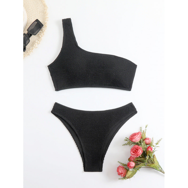 Damen Einseitiger Bikini mit strukturierter Oberfläche EB