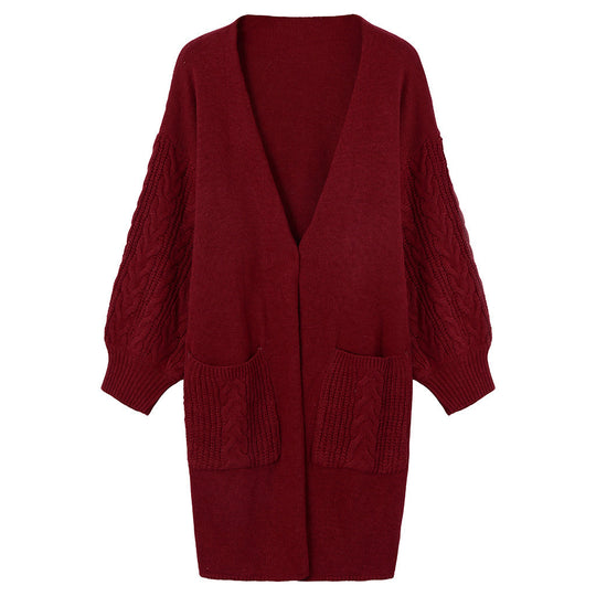 Damen gemütliche Strickjacke mit Taschen EB