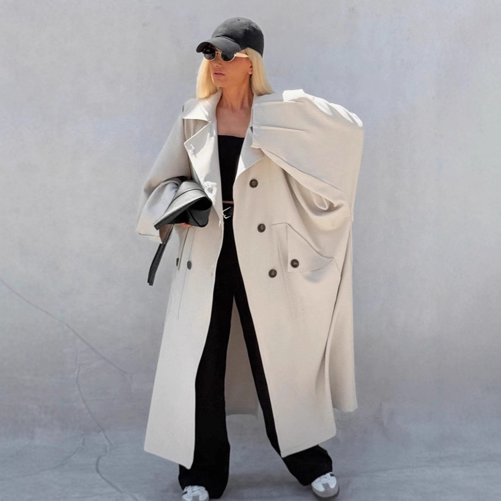 Damen Oversized Trenchcoat mit kreativem Schnitt und einzigartigen Details EB