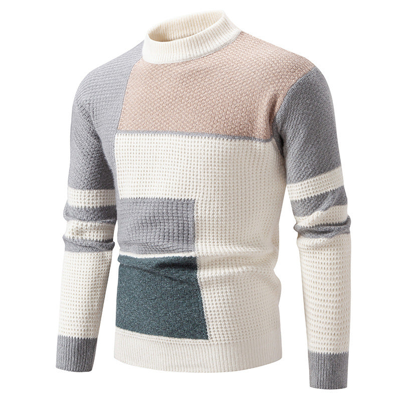 Herren modischer Pullover mit strukturiertem Farbblockdesign EB