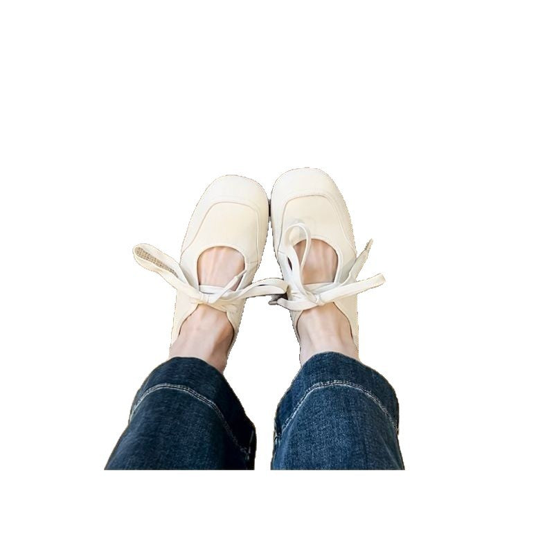 Damen Bequeme Schnürer im Retro‑Ballerina‑Look mit verstecktem Keil und Komfortfußbett EB