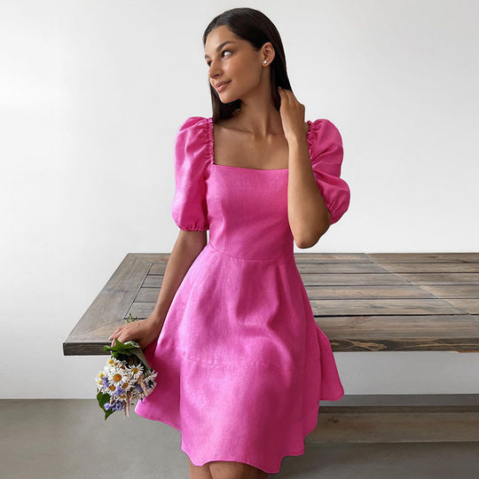 Damen Verspieltes Kleid mit großzügigen Puffärmeln und schwingendem Saum EB