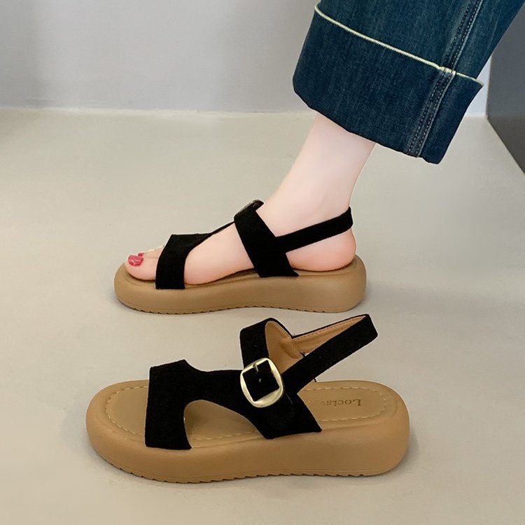 Damen komfortable Plateau-Sandaletten mit verstellbarem Riemen EB