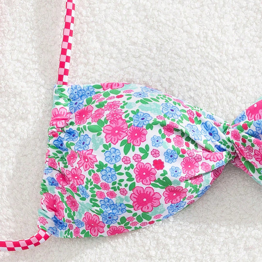 Damen Floral Bikini mit verstellbaren Bindegurten EB