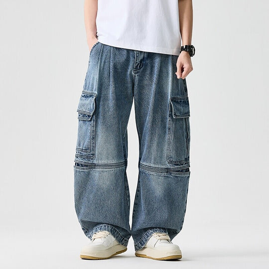 Herren nan extraweite Cargo-Jeans im Baggy-Stil mit verstärkten Knie-Nähten EB
