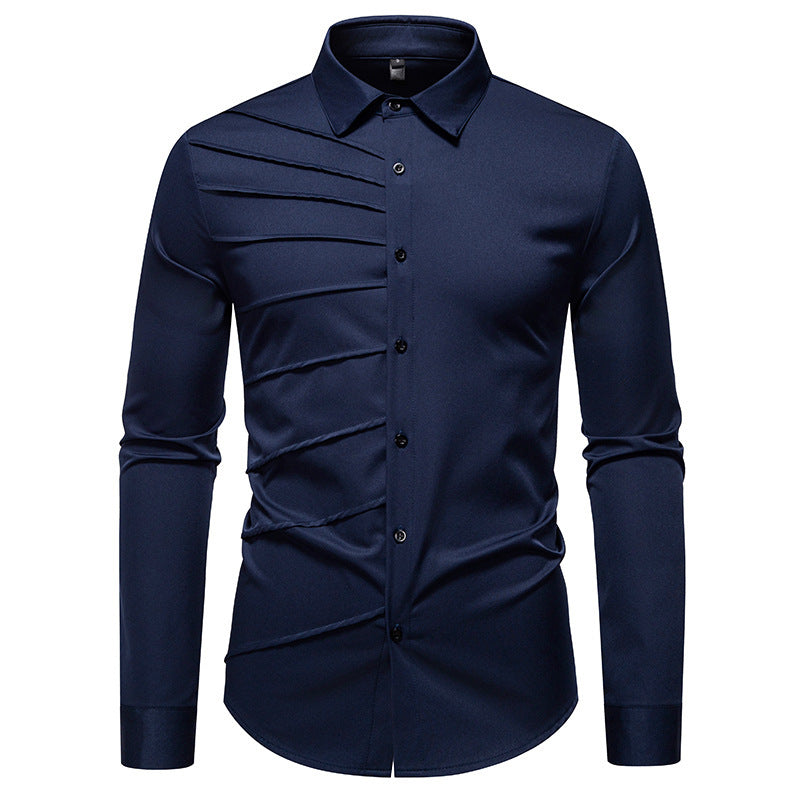 Herren Langarmhemd mit modischem Rippendesign EB