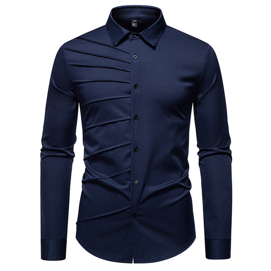 Herren Langarmhemd mit modischem Rippendesign EB