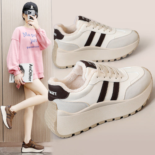 Damen gemütliche und stylische Sneakers mit kuscheligem Innenfutter EB