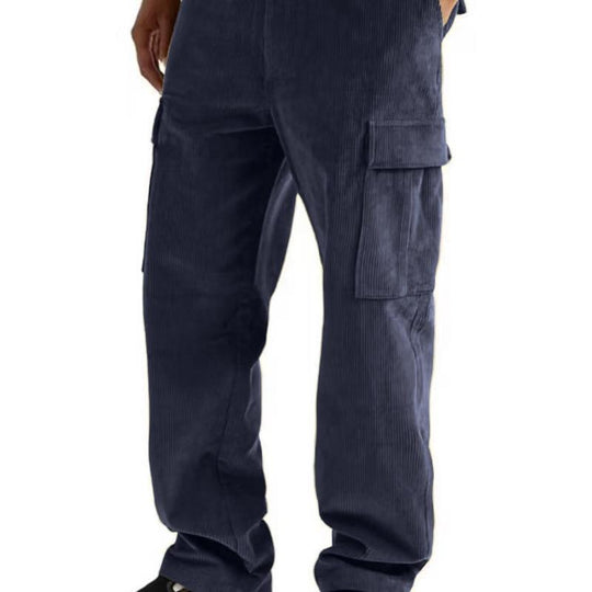 Herren nan Cord-Cargo-Jogginghose mit elastischem Bund, Kordelzug und aufgesetzten Klappentaschen EB
