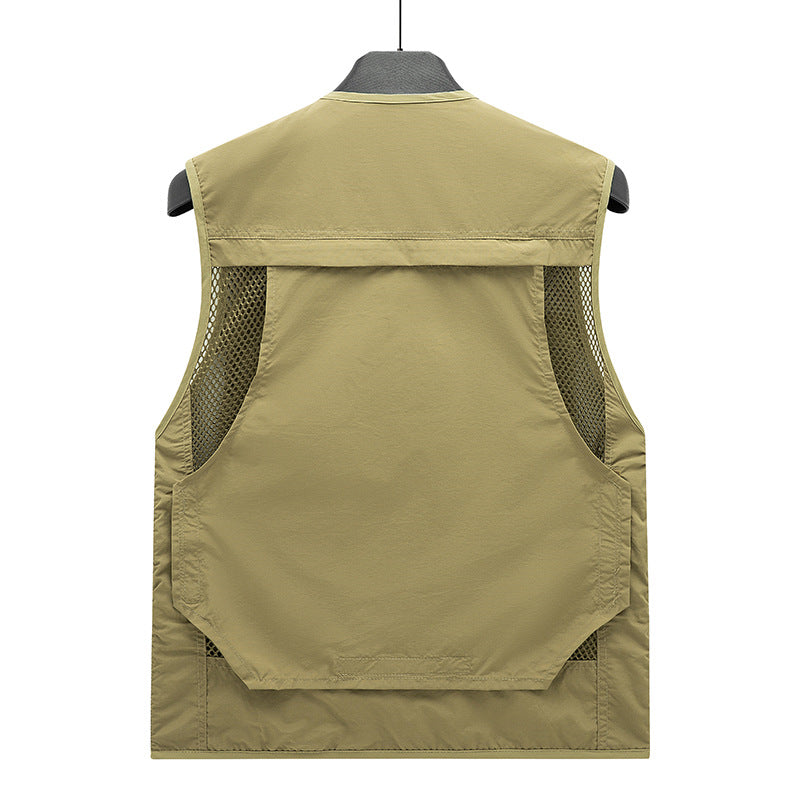 Herren Atmungsaktive Angler- und Fotografenweste mit Mesh‑Paneelen, Multifachtaschen und Zweiwege‑Reißverschluss EB