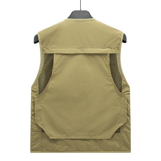 Herren Atmungsaktive Angler- und Fotografenweste mit Mesh‑Paneelen, Multifachtaschen und Zweiwege‑Reißverschluss EB