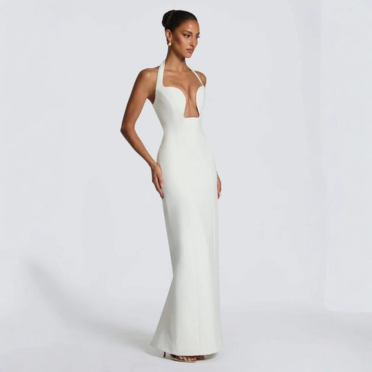 Damen Elegantes Abendkleid mit tiefem Herz-Ausschnitt und schwingendem Saum EB