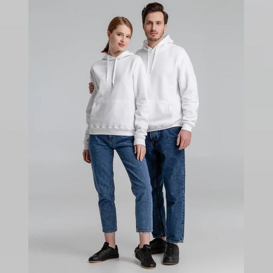 Unisex nan minimalistischer Heavyweight Kapuzenpullover aus French‑Terry mit verdeckter Kängurutasche und schmaler Silhouette EB