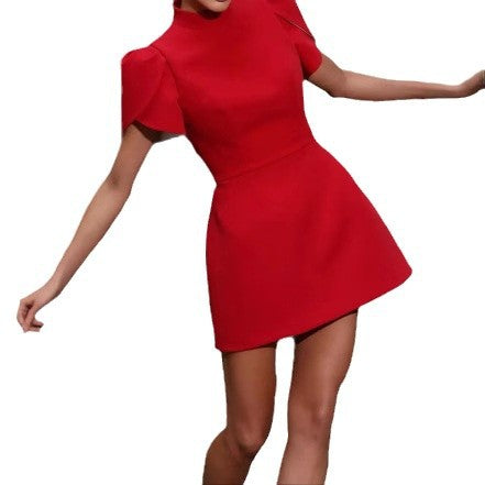 Damen Elegantes und modernes Kleid mit puffärmeln EB