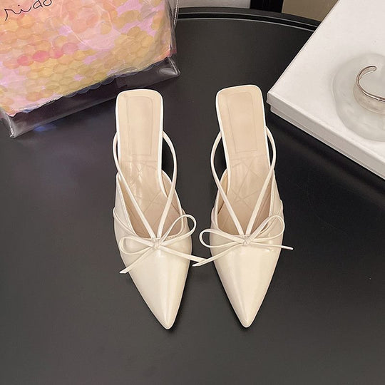 Damen Slingback High Heel Schuhe mit zierlichem Schleifendetail EB