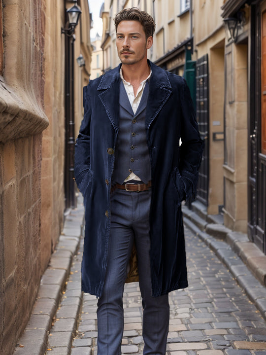 Herren eleganter Trenchcoat aus hochwertigem Gewebe mit praktischen Taschen EB