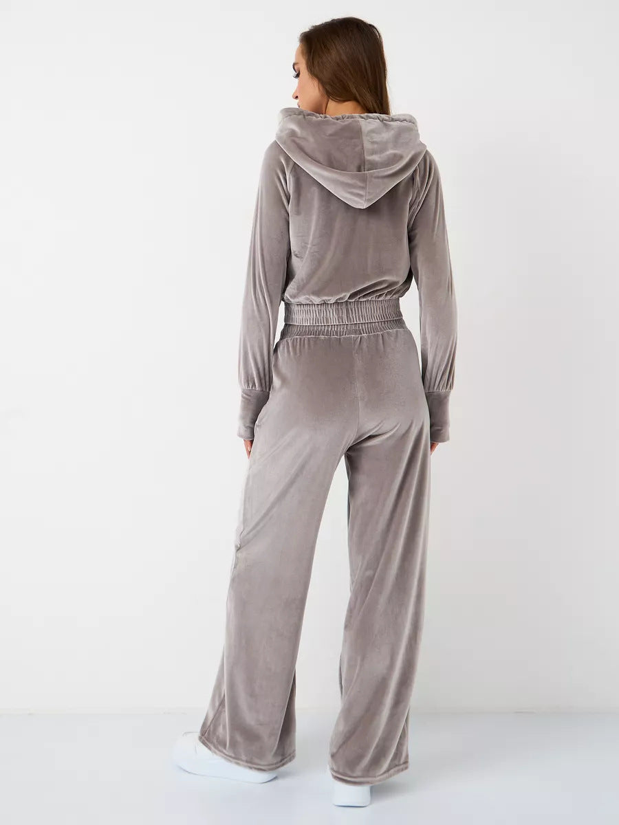 EB | Minimalismus Fleece Kapuzenpullover und Jogginghose Zweiteiler Satz