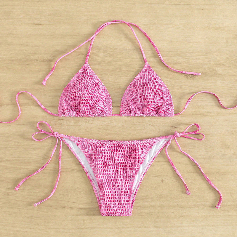 Damen Triangel-Bikini mit verstellbaren Trägern und klassischen Schnürdetails EB