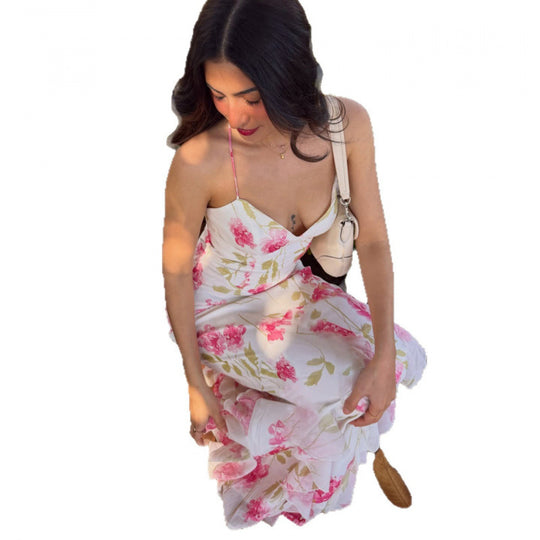 Damen Sommerliches Maxikleid mit floralem Muster und feinen Spaghetti-Trägern EB