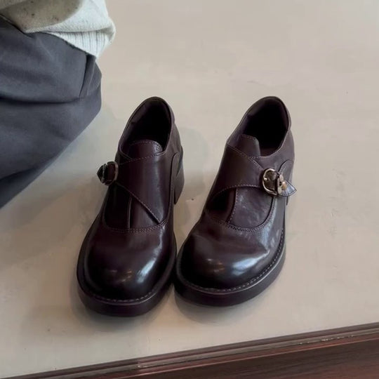 Damen komfortable und elegante Riemchen-Ballerinas mit dekorativer Schnalle EB