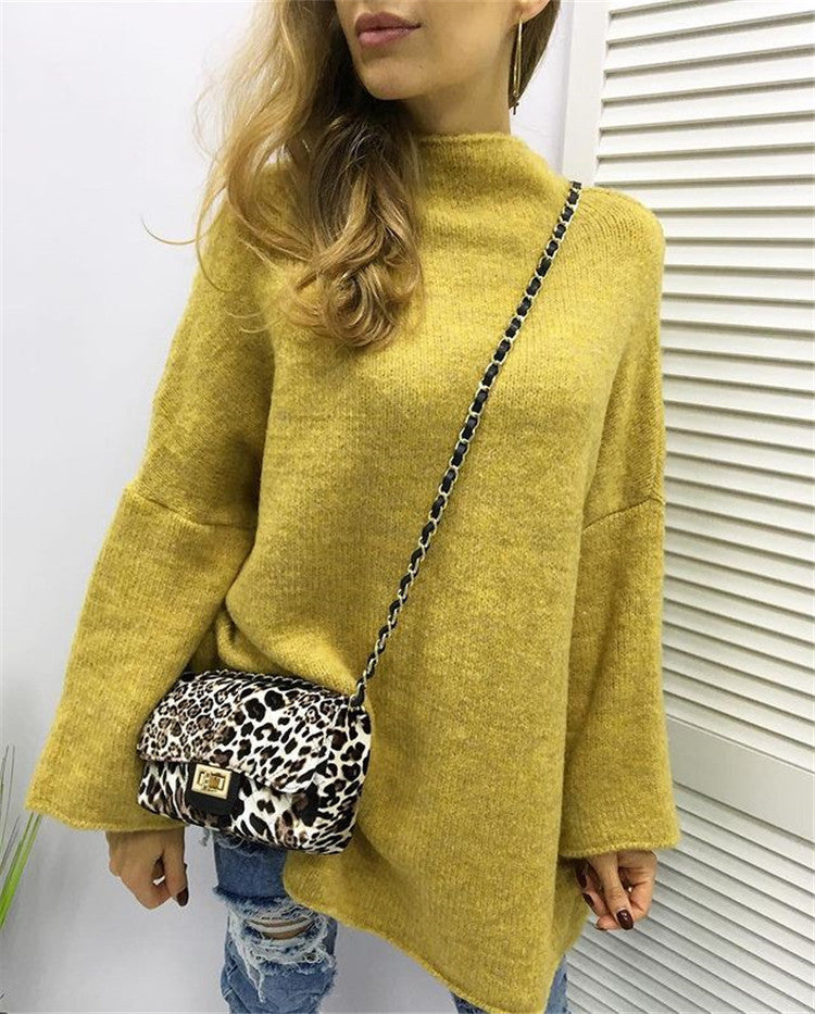 Damen großzügig geschnittener Strickpullover mit weitem Bündchen und modischem Schnitt EB