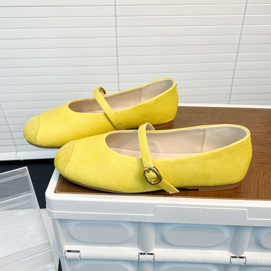 Damen elegante Ballerinas mit dekorativem Riemen und edler Schnallenverzierung EB