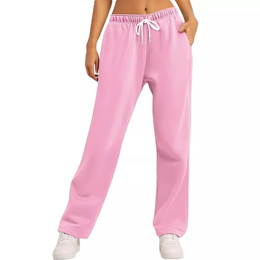 Damen bequeme Sporthose mit elastischem Bund und seitlichen Taschen EB