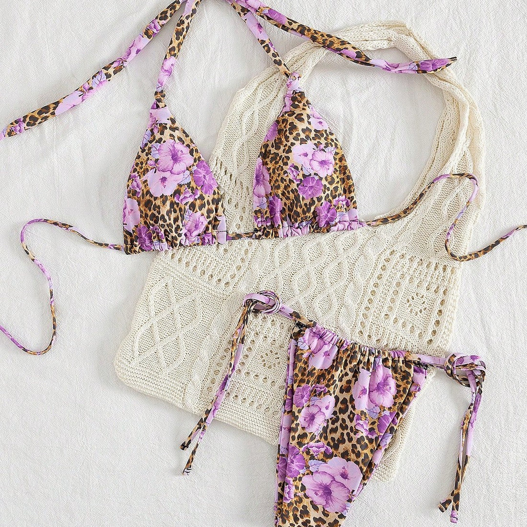 Damen Triangel-Bikini-Set mit raffiniertem Häkeloberteil EB