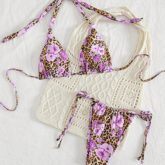 Damen Triangel-Bikini-Set mit raffiniertem Häkeloberteil EB