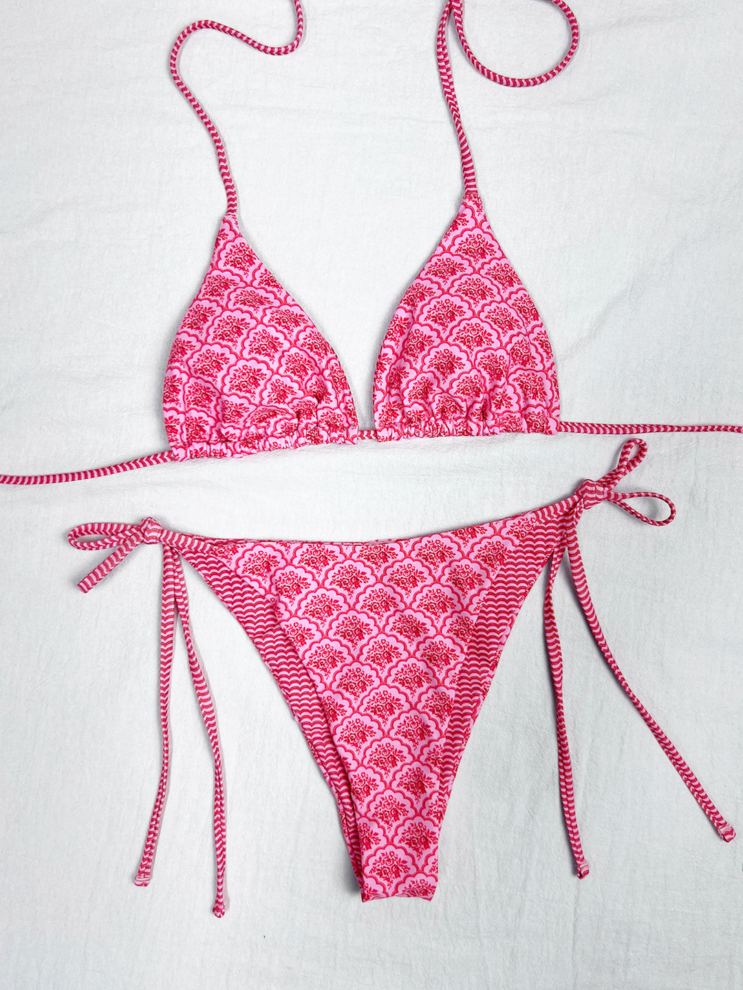 Damen Triangel-Bikini mit verspieltem Palmenmuster EB