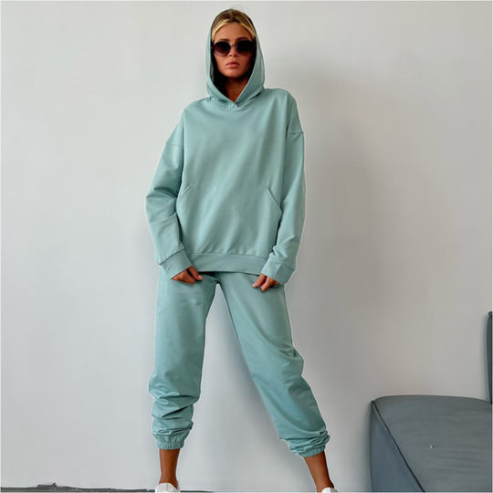 Damen Sportlicher Loungewear-Anzug mit Kapuze und elastischen Bündchen Heidi-Mode
