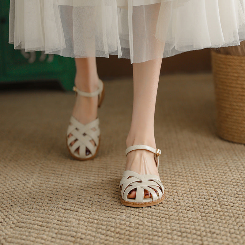 Damen Riemchen-Sandalen mit elegantem Flechtdesign und komfortablem Fußbett EB