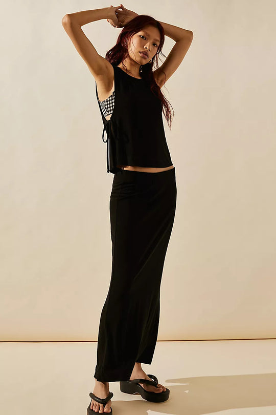 Damen Langarm-Maxikleid mit elegantem Rückenschnitt und verstellbarem Taillenzug EB