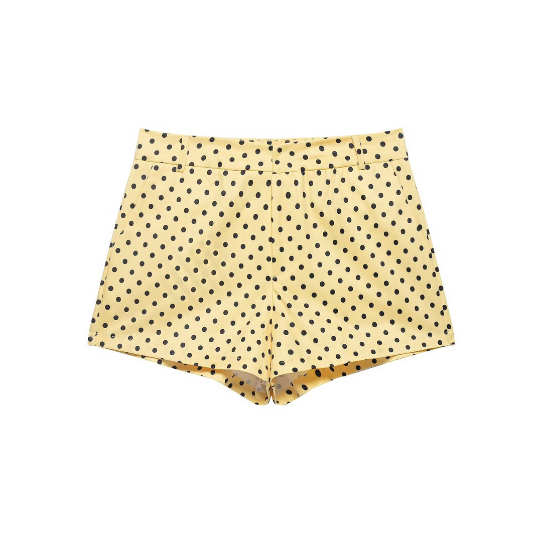 Damen nan weite High-Waist Schlaghose mit Punkteprint und elastischem Bund EB
