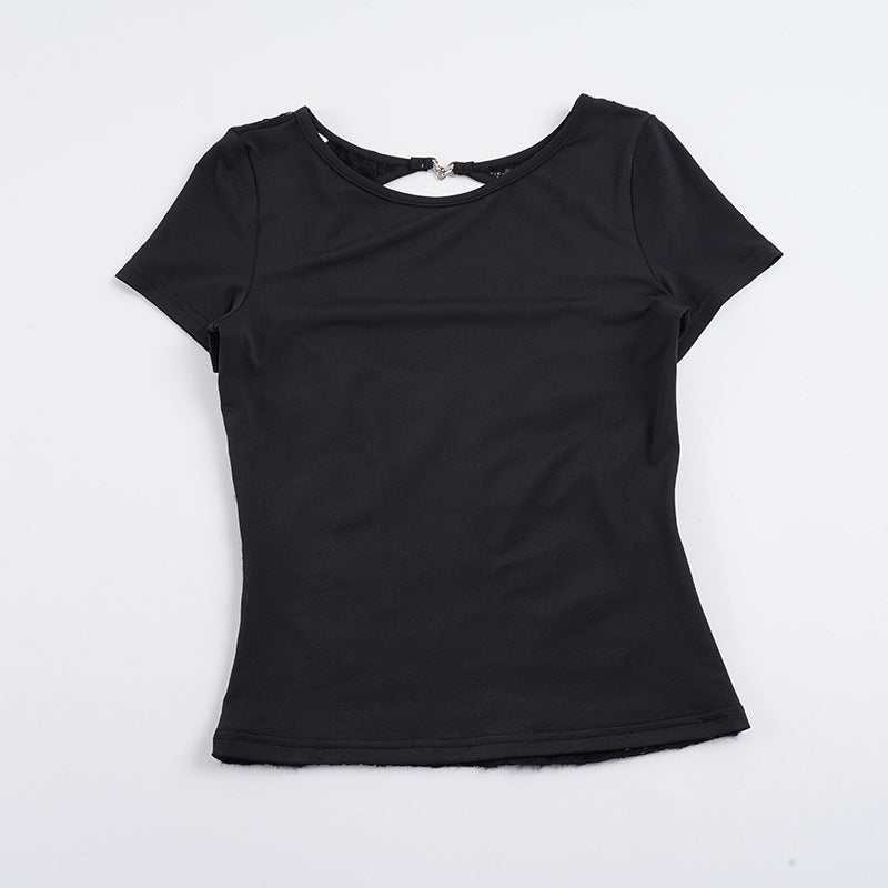 Damen figurbetontes T-Shirt mit elegantem Rückendetail EB