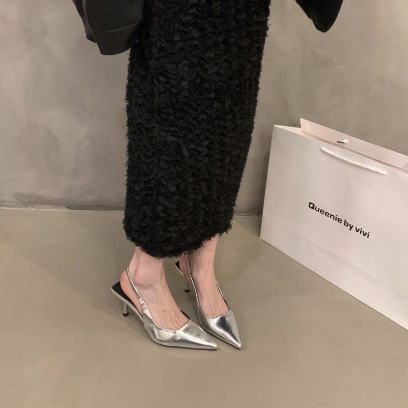 Damen Slingback High Heel Pumps mit elegantem metallic Finish EB