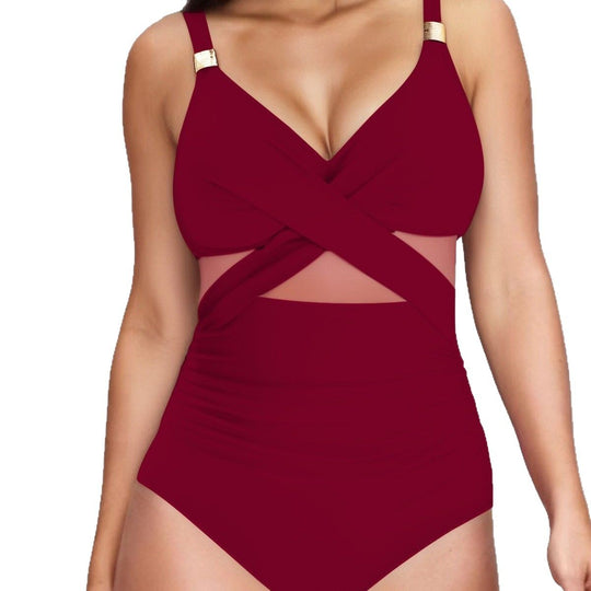Damen Eleganter Einteiler mit transparenter Einsätzen EB