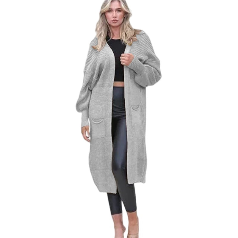 Damen Langarm-Strickcardigan mit edlem Strukturdesign und praktischen Taschen EB