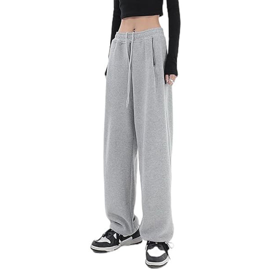 Damen nan locker fallende Sweatpants mit extra weitem Bein, hohem Bund und Kordelzug EB