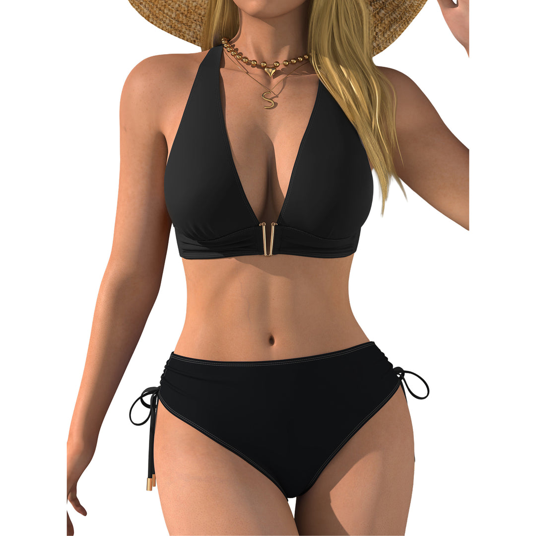 Damen Bikini-Set mit tiefem V-Ausschnitt und regulierbarem Seitenband EB