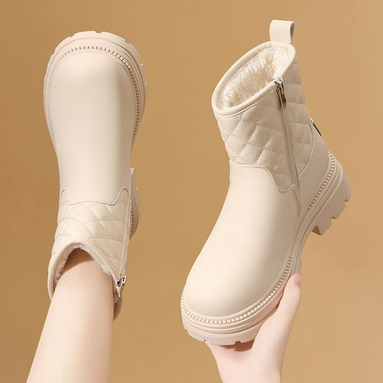 Damen Gefütterte Winterstiefel mit modischem Reißverschluss und rutschfester Sohle EB