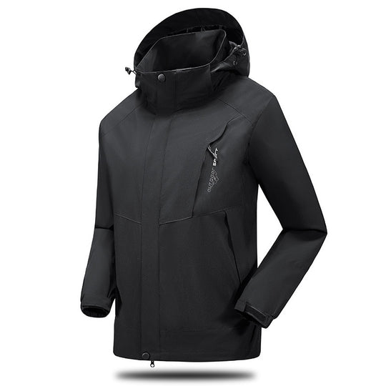 Herren Wind- und Wasserabweisende Trekkingjacke mit verstellbarer Kapuze und Brustreißverschluss EB
