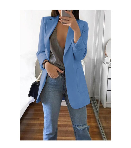 Damen eleganter Blazer mit tailliertem Schnitt und praktischen Taschen EB