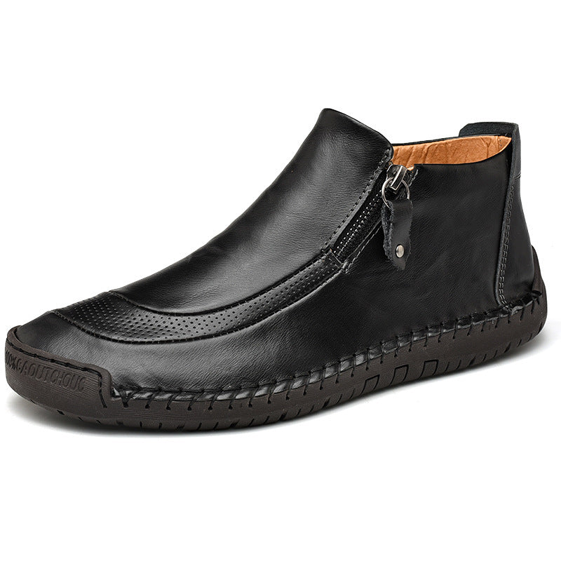 Damen Elegante und bequeme Lederschuhe mit Reißverschluss EB